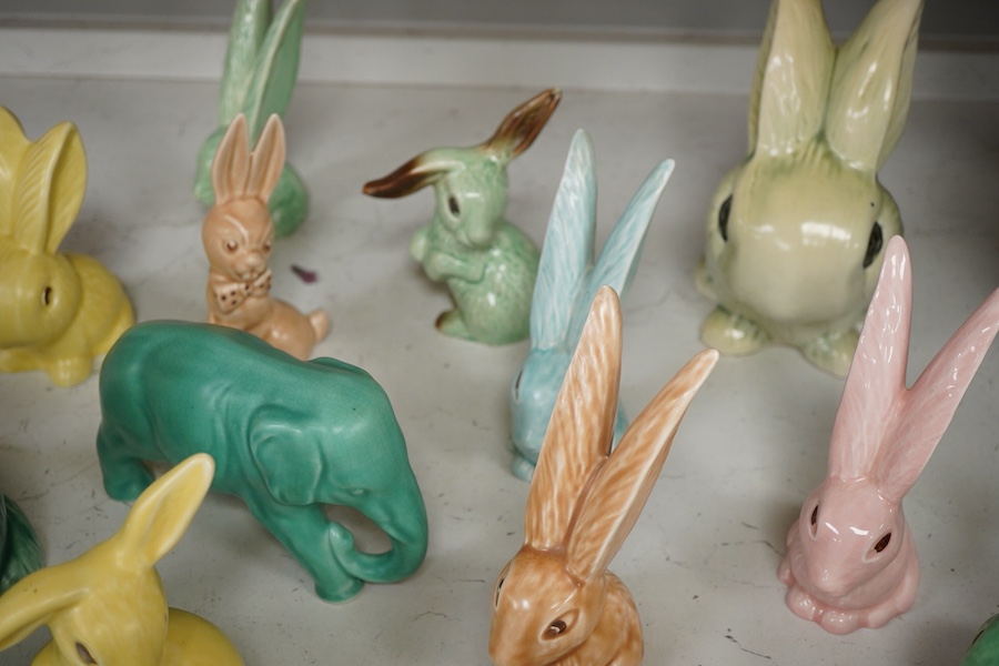 A Sylvac bunny and a collection of other animal figures, largest 25cm high